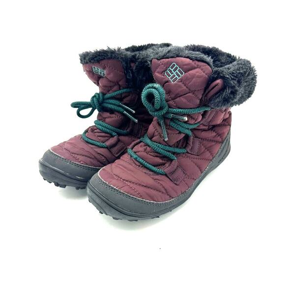 Columbia Waterproof Purple Nylon/ Faux Fur Lace Up Boots, GUC, Sz Kids 1 (K1-A) - Picture 1 of 9